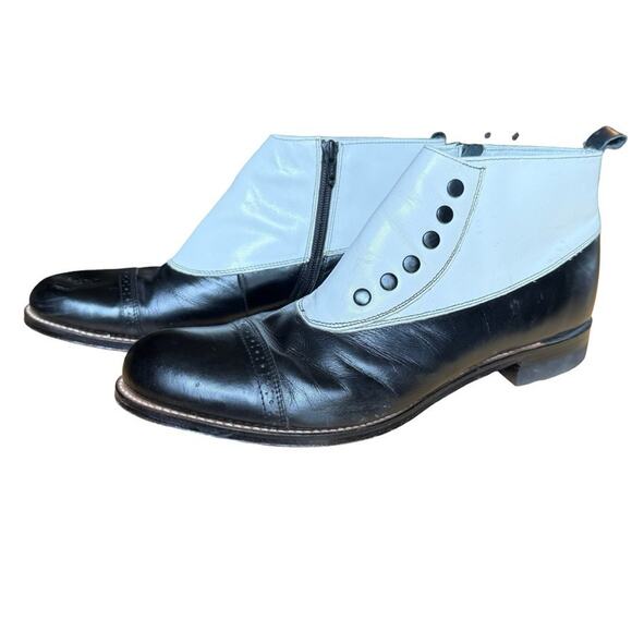 Stacy Adams Madison Spectator Spat Ankle Boots Black White Shoes Leather 10 D main image 11